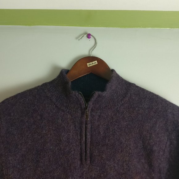 Alpaca Wool Sweater, 100% Alpaca 1/2 zip Sweater, Large Peruvian Alpaca - Picture 2 of 7